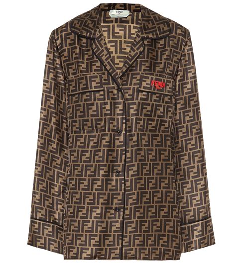 fendi brown silk shirt|Fendi.